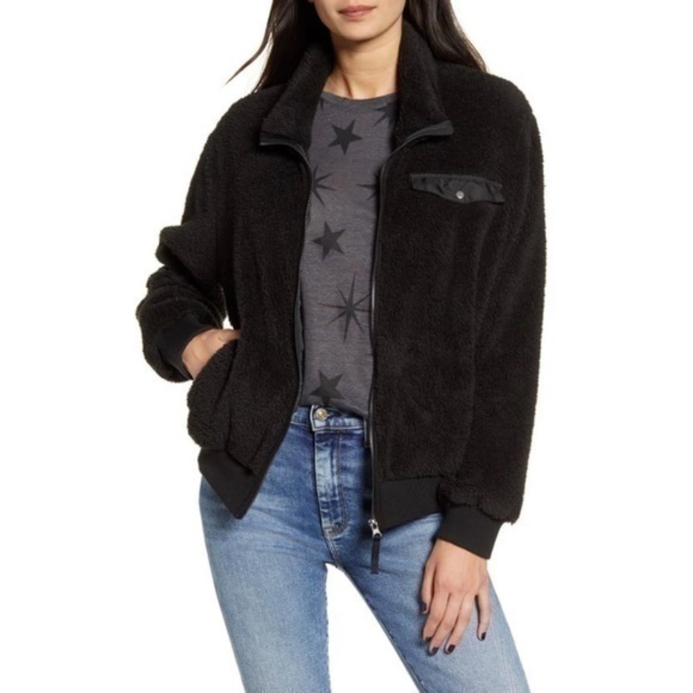 Rails Austin Black Fleece Zip Front Jacket Size‎ XS
